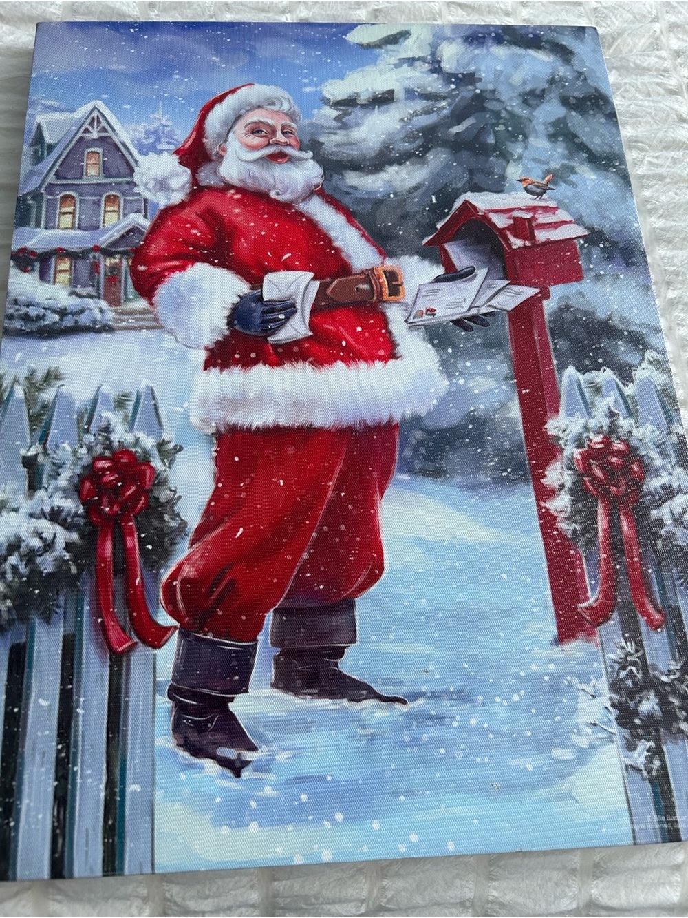 Festive Santa Canvas Wall Art - Red Holiday Decor